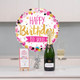 Happy Birthday to Her Balloon & Bubbles Gift. A birthday celebration setup featuring a "Happy Birthday to You" balloon in pink and gold, a bottle of champagne, a glass filled with champagne, and a birthday chocolate displayed on a table. Happy Birthday to Her Balloon & Bubbles Gift. A birthday celebration setup featuring a "Happy Birthday to You" balloon in pink and gold, a bottle of champagne, a glass filled with champagne, and a birthday chocolate displayed on a table.
